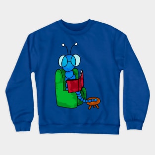 cute worm reading a book Crewneck Sweatshirt